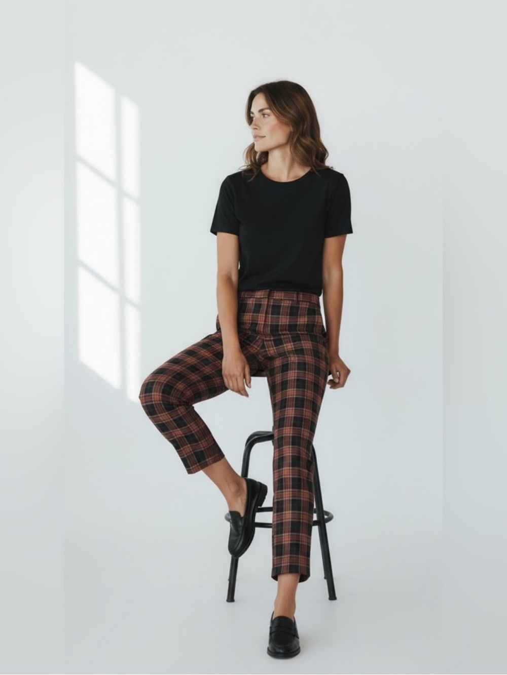 Tommy Hilfiger classic plaid black red preppy dark academia trouser pant 12